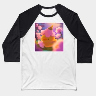 Duck with Cherry Blossom Golden Hour Baseball T-Shirt